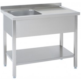Spülbecken mit Ablage rechts und Bodenregal - M-Gastro Concept