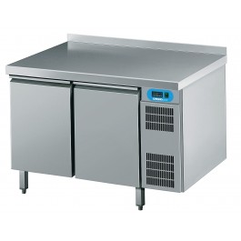 Kühltisch GN 1/1, 2 Türen, mit Tischplatte hinten aufgekantet, steckerfertig - CHROMOnorm