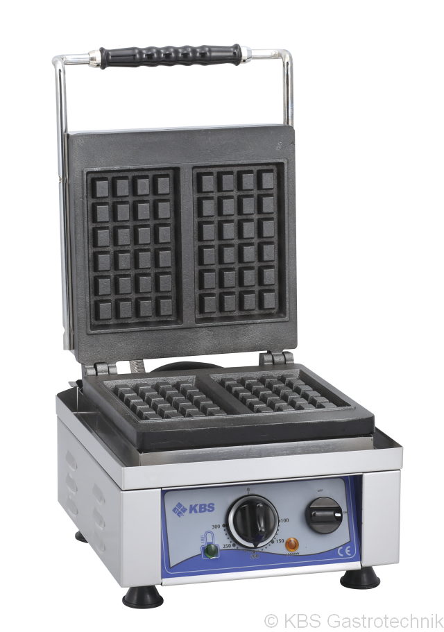 Waffeleisen mit fester Backplattefür 2x Waffeln 8x16x1,5cm - KBS