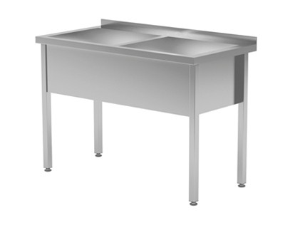 Doppelspültisch 600 mit 2 Becken ohne Bodenregal - M-Gastro Concept