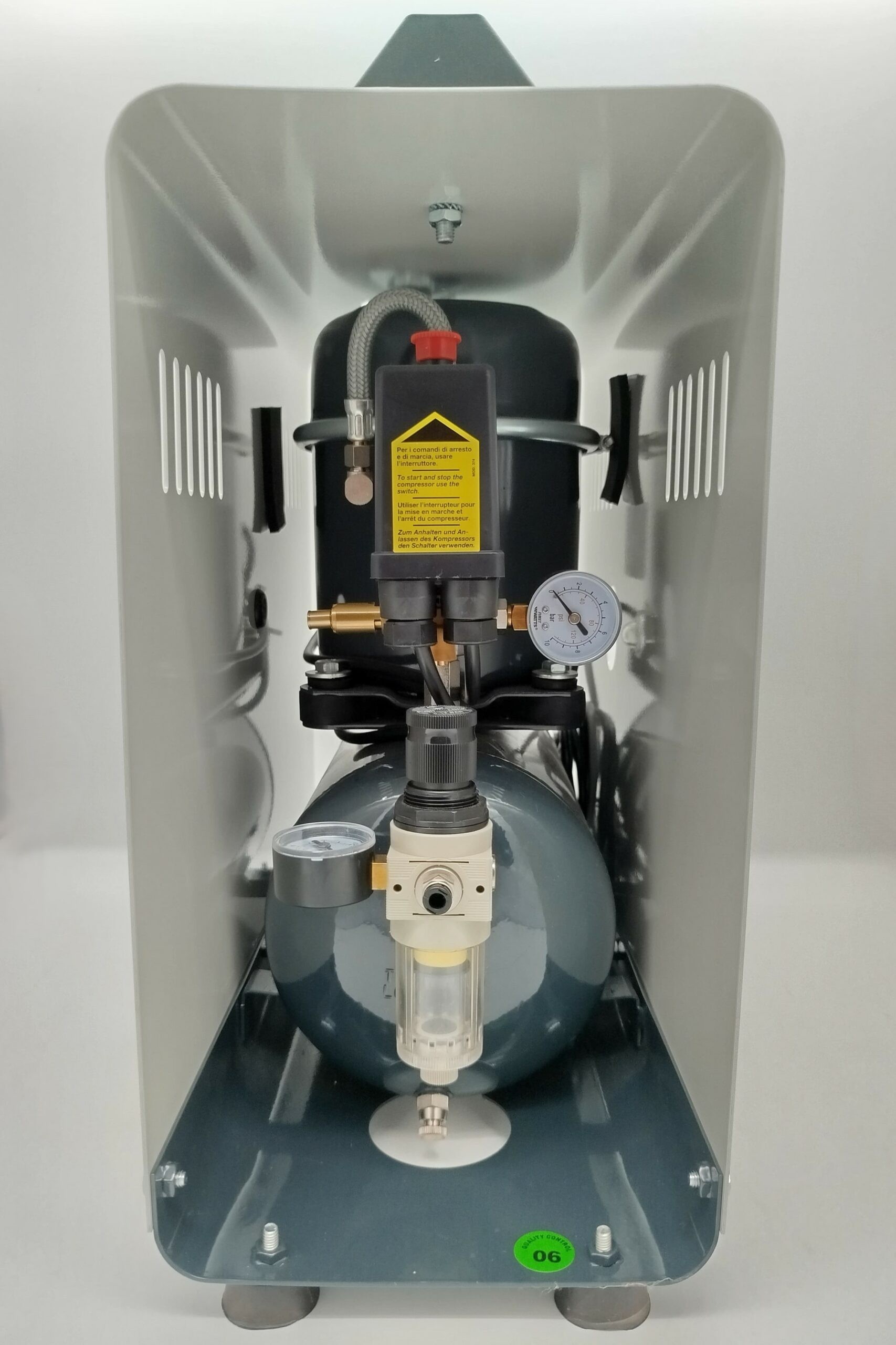 Kompressor Sil-Air 50/D, leiselaufend, Kofferform , für Spagetti Eispressen , Geppetto-Eis