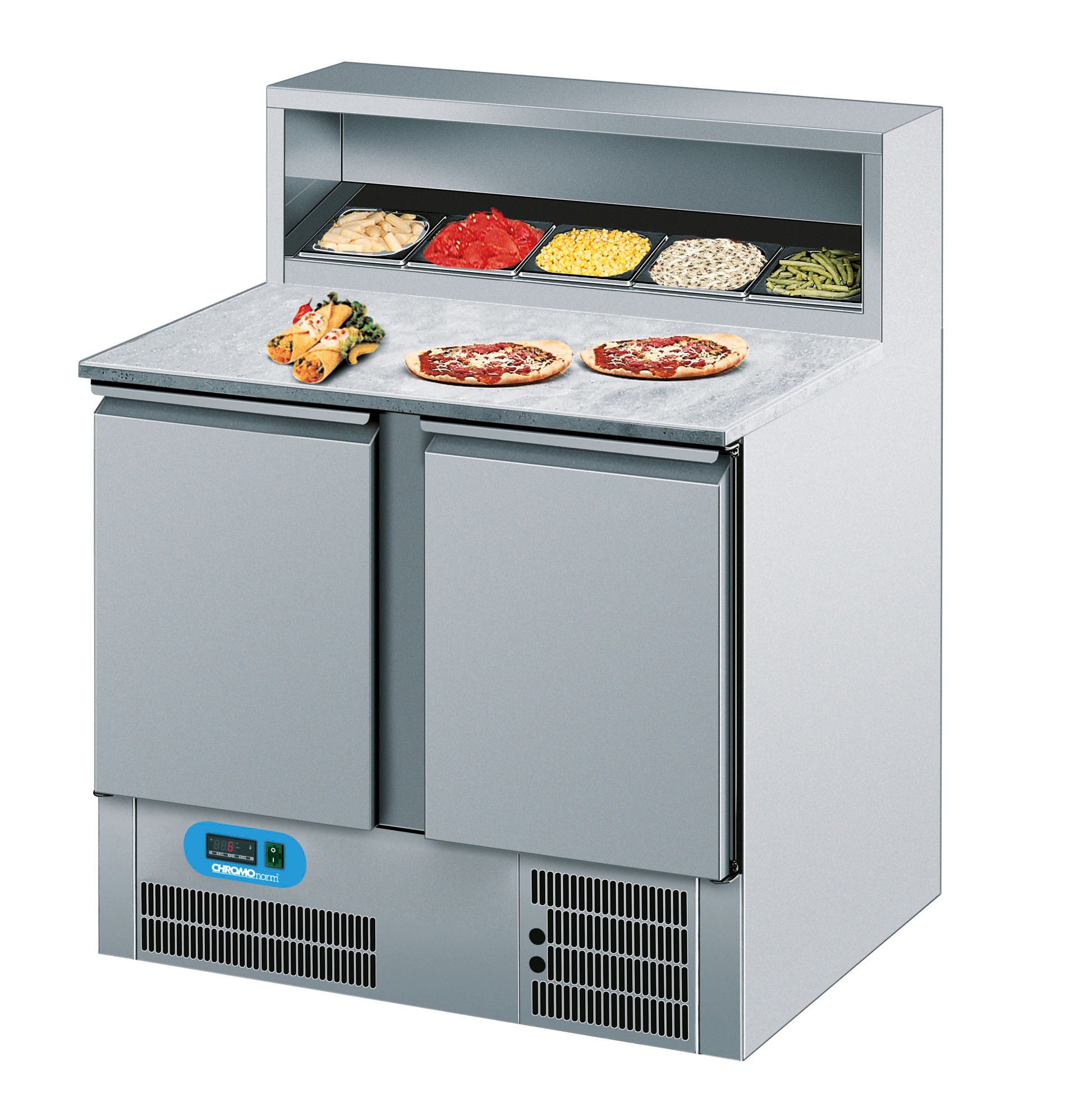 Belegstation/Pizzakühltisch GN 1/1, 2 Türen - CHROMOnorm