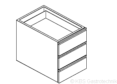 Schubladenblock 3 GN 1/1 Tiefe 64cm, Höhe 56cm - KBS