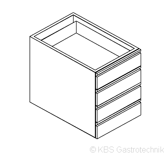 Schubladenblock 4 GN 1/1 Tiefe 64cm, Höhe 56cm - KBS