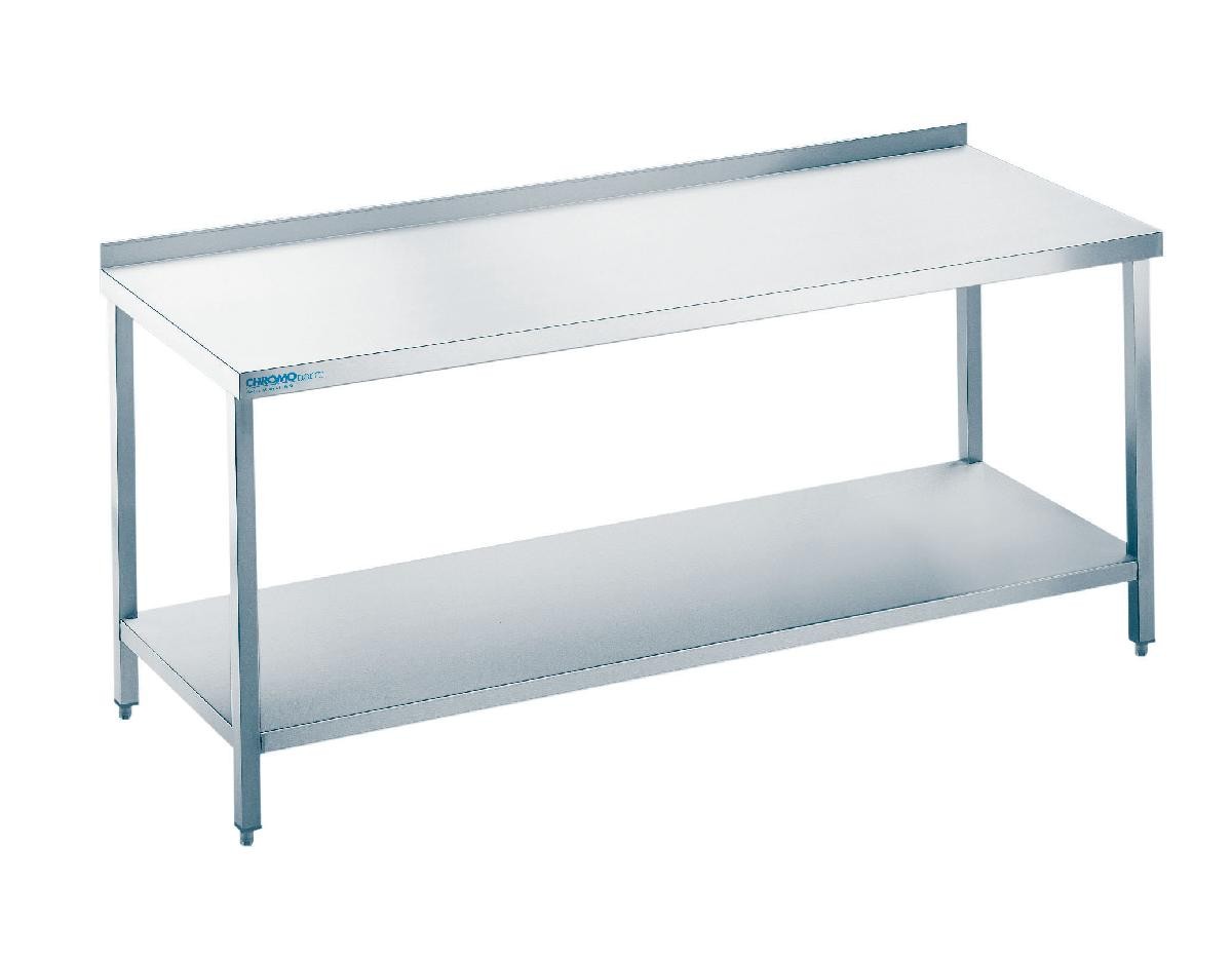 Arbeitstisch mit Zwischenboden - Tiefe 600 mm Länge 1800 mm Unterbau mit Tischplatte - CHROMOnorm