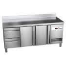 Kühltisch Ready KT3612 mit Arbeitsplatte, Aufkantung 2 Türen, 2 halbe Schubladen - KBS