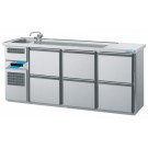Getränketheke, 1 Becken, 6 Schubladen, mit Abdeckung - CHROMOnorm