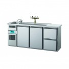 Getränketheke, 1 Becken, 2 Türen / 2 Schubladen, mit Abdeckung - CHROMOnorm